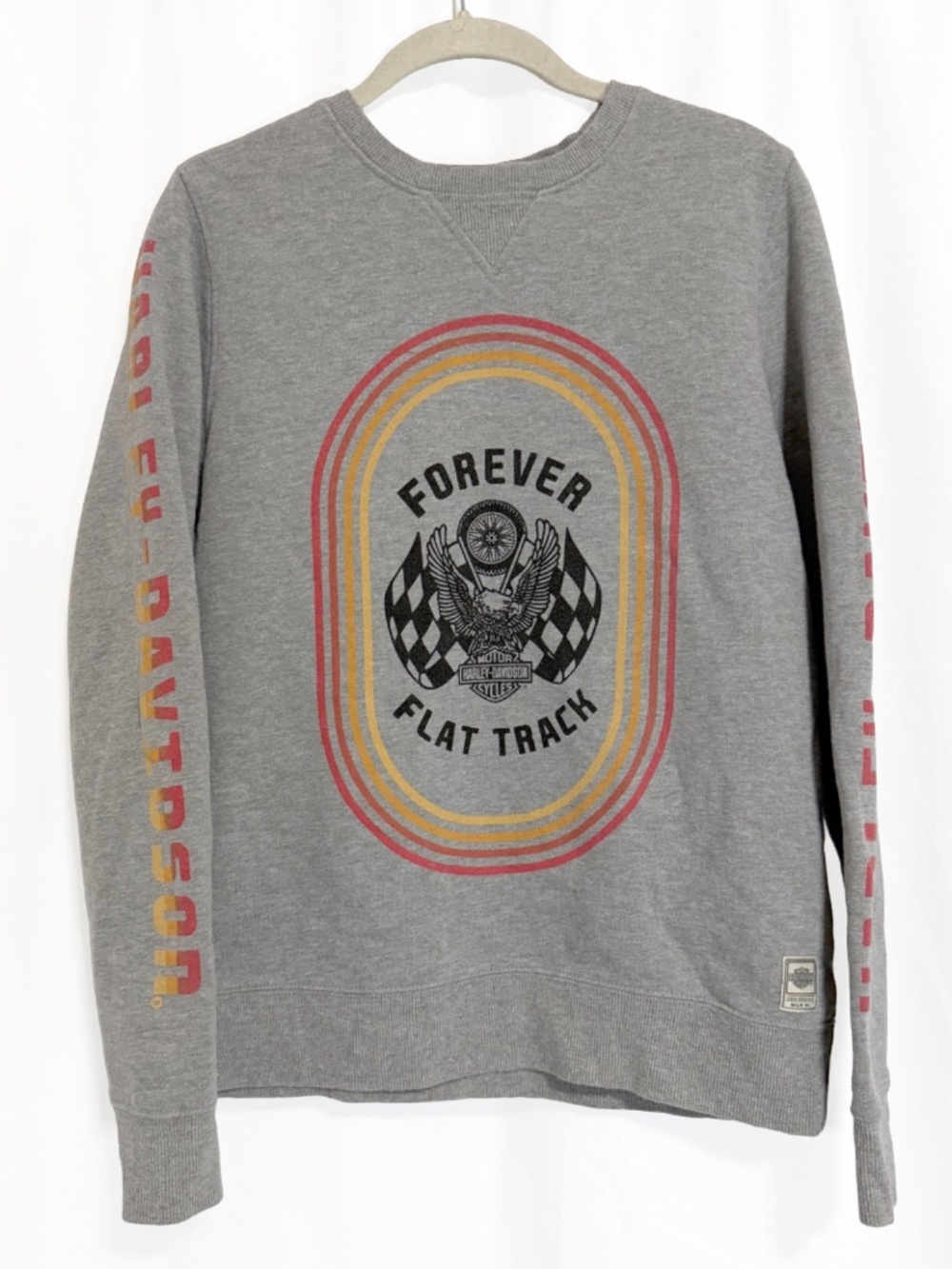 Harley-Davidson Forever Flat Track Sweatshirt S Gray Retro Moto Biker